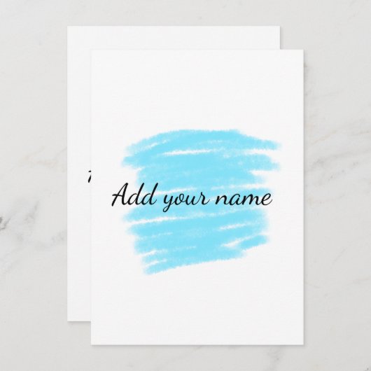 Blauwe waterverf voeg hier naam tekstbericht toe g notitiekaartje (Voorkant / Achterkant)