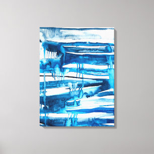 Blauwe waterverf voor abstracte kunst canvas afdruk