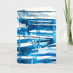 Blauwe waterverf voor abstracte kunst kaart