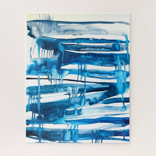Blauwe waterverf voor abstracte kunst legpuzzel (Verticaal)