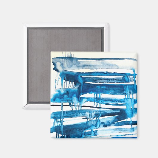 Blauwe waterverf voor abstracte kunst magneet (Voorkant / Achterkant)