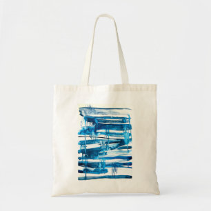 Blauwe waterverf voor abstracte kunst tote bag