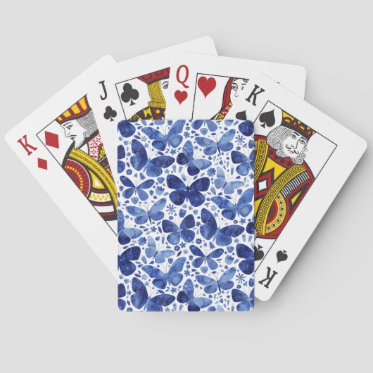 Blauwe Waterverf voor vlinder Pokerkaarten (Achterkant)