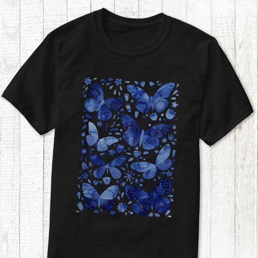 Blauwe Waterverf voor vlinder T-shirt