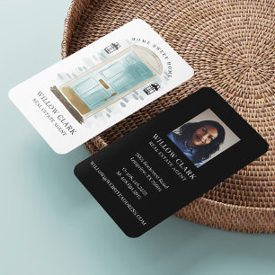 Blauwe Waterverf Voorste deur Estate Agent Visitekaartje