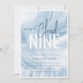 Blauwe Waterverf We zijn op Cloud Nine Baby shower Kaart (Voorkant)