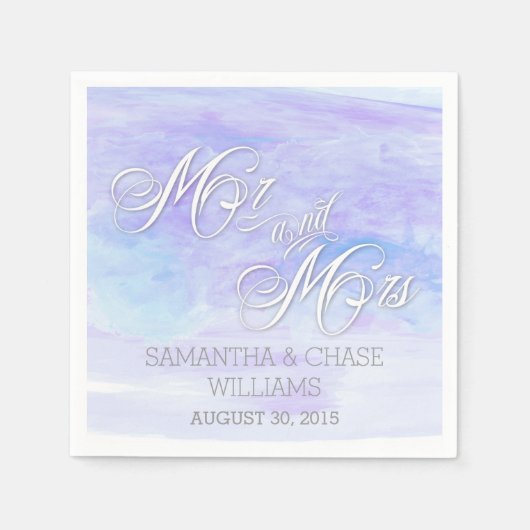 BLAUWE WATERVERF WEDDING SERVETTEN (Voorkant)