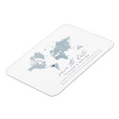 Blauwe waterverf wereldkaart bruiloft aankondiging magneet (Linkerzijde)