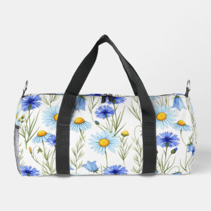 Blauwe Waterverf Wildbloem Plunjezak