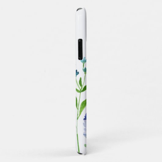 Blauwe Waterverf Wildbloemen met naam Case-Mate iPhone Case (Achterkant/rechts)