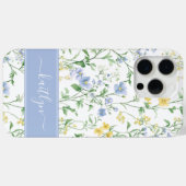 Blauwe Waterverf Wilde Bloem Monogram Case-Mate iPhone Case (Achterkant (horizontaal))