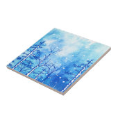 Blauwe Waterverf winterlandschap Tegeltje (Zijkant)