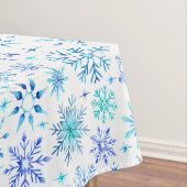 Blauwe Waterverf wintersneeuwvlokken en sprankelin Tafelkleed (Voorbeeld)