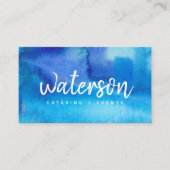Blauwe Waterverf + wit script | VISITEKAARTJES (Voorkant)