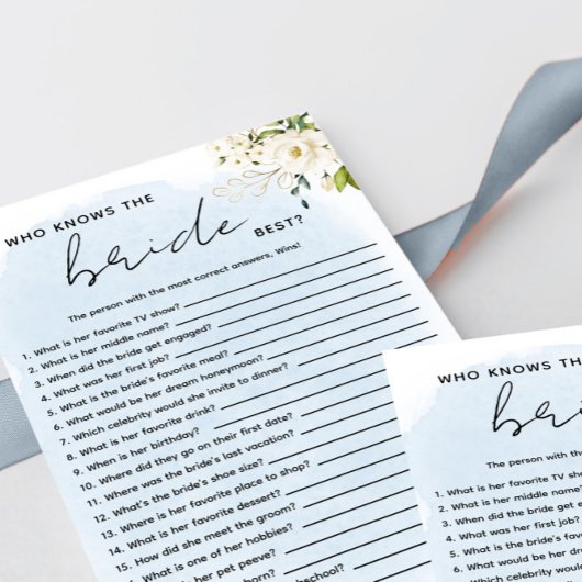 Blauwe Waterverf Witte Roos Die De Bruid Kent