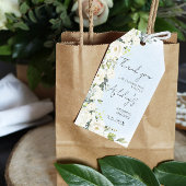 Blauwe Waterverf Witte Roos Trouwen Dank u voor uw Cadeaulabel