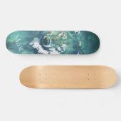 Blauwe waterverf wolf skateboard (Horizontaal)