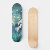 Blauwe waterverf wolf skateboard (Voorkant)