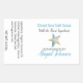 Blauwe Waterverf & Zeester Beach Zeep Label (Voorkant)