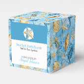 Blauwe Waterverf Zeesterren Zeepaardschelpen Badbo Bedankdoosjes (Voorkant Zijde)