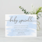 Blauwe Waterverf Zilveren Baby Sprinkle Kaart (Staand voorkant)