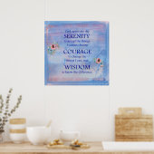 Blauwe Waterverven Serenity Prayer Poster (Keuken)