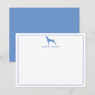 Blauwe Weimaraner Hond Moderne Rand Briefpapier Notitiekaartje