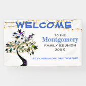 Blauwe welkomstgezinshereniger - Banner met bomen (Horizontaal)