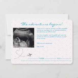Blauwe Wereldbol Paspoort Reis Baby Shower Bedankkaart