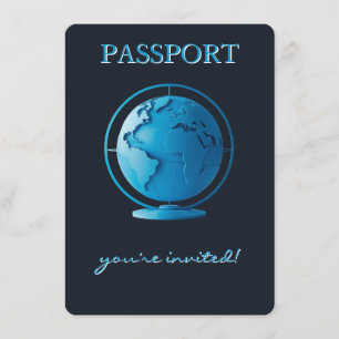 Blauwe Wereldbol Paspoort Reis Luier Raffle Informatiekaartje