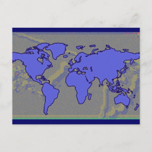 blauwe wereldkaart afbeelding briefkaart
