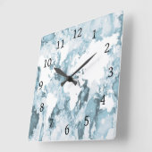 Blauwe Wereldkaart Ontwerp 103 Vierkante Klok (Hoek)