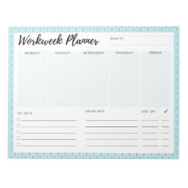 Blauwe werkweek Planner Notitieblok