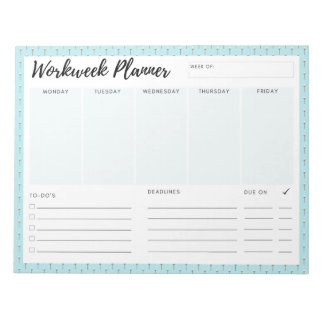 Blauwe werkweek Planner Notitieblok