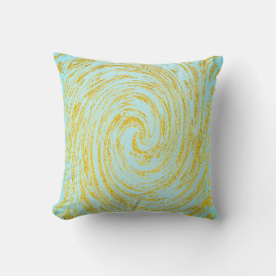 Blauwe Wervelende Abstracte Gouden Glitter Cadeau  Buitenkussen
