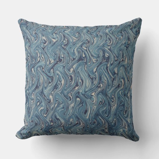 Blauwe wervelende golf ontwerp kussen (Voorkant)