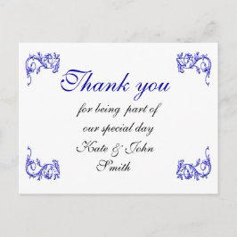 Blauwe werveling - Dank u nota Briefkaart