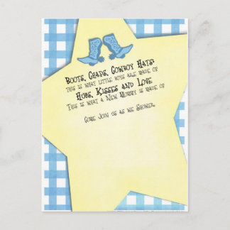 Blauwe Western laarzen voor Baby shower Uitnodiging Briefkaart