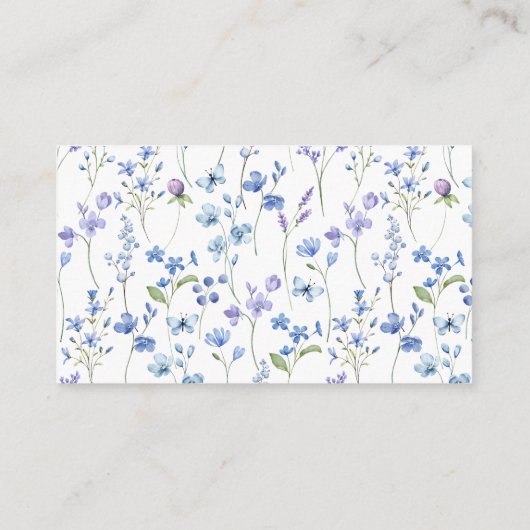 Blauwe Wildbloem Baby shower Luier Raffle Informatiekaartje (Achterkant)