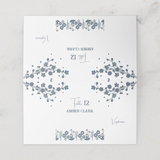 Blauwe Wildbloem Bloemen Boho Bruiloft (Buitenkant ongevouwen)