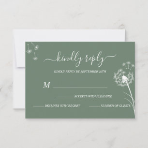 Blauwe Wildbloem Boho bruiloft RSVP Kaartje