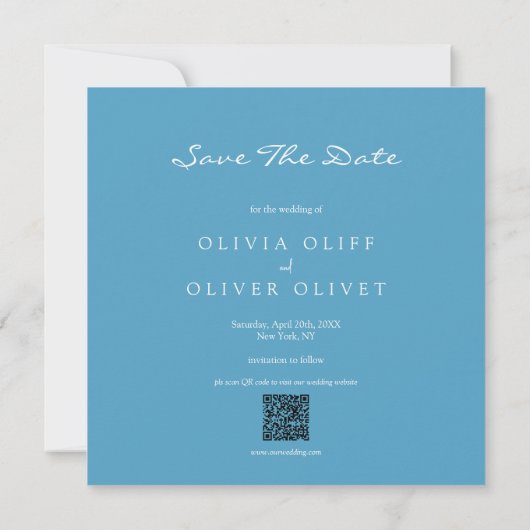 Blauwe Wildbloemen Bruiloft Bewaar de datum Kaart (Achterkant)