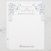 Blauwe Wildbloemen bruiloft welkom briefhoofd (Voorkant / Achterkant)
