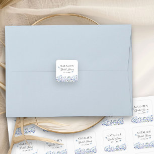 Blauwe Wildbloemen Delicate Bloemen Douche Vierkante Sticker