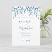 Blauwe wilde bijkantoren, Waterverf bruiloft Kaart (Staand voorkant)