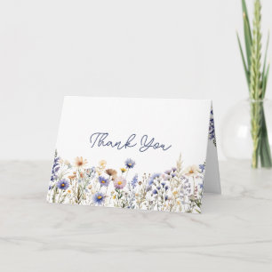 Blauwe Wilde Bloem Boho Baby Shower Dank Je Wel Kaart