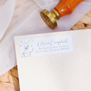 Blauwe Wilde Bloem Boho Retouradres Etiket