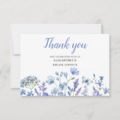 Blauwe Wilde Bloem Bruiloft Uitnodiging Platte Bed (Voorkant)