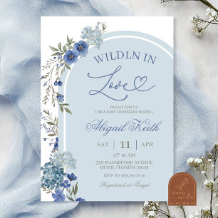 Blauwe Wilde Bloem Hortensia Wild Verliefd Bruids- Kaart