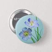 Blauwe wilde bloem ronde button 5,7 cm (Voorkant /achterkant)